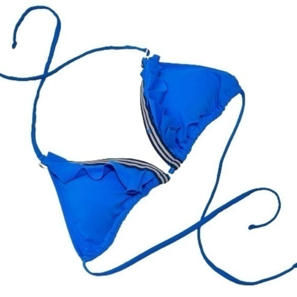Aqua Marine brand blue triangle string bikini top large